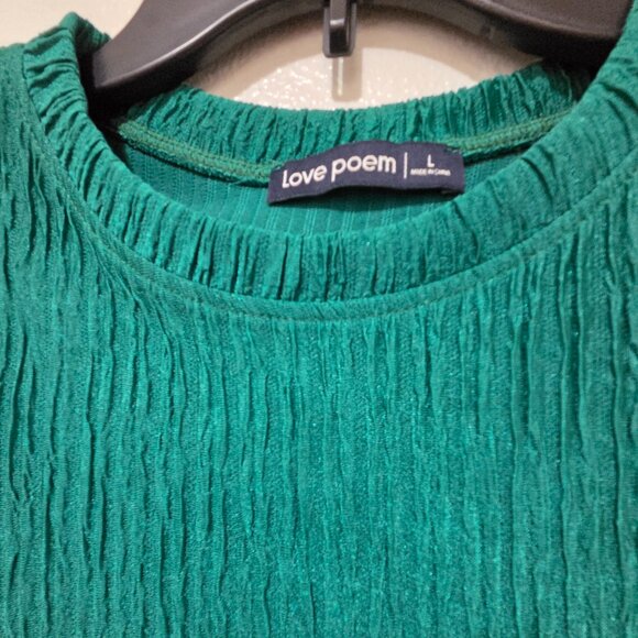 Love Poem 2pcs Emerald Green Crinkled Plissé Short Sleeve Wide Leg Pants Set - Picture 2 of 12